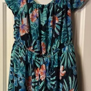 Floral Maxi in Blue and Orange Toxik3 ~ Women’s ~  Romper ~ Dress ~ Medium